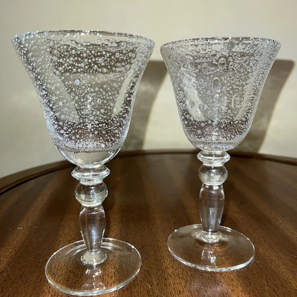 2 Pottery Barn Bubble Art Glass 7 1/4